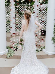 Custom Design "Sheath Illusion Floral Appliqué Wedding Dress"