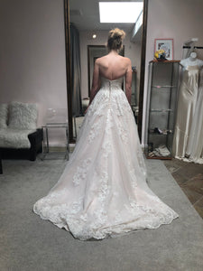 Eddy K '197' size 8 sample wedding dress back view on bride