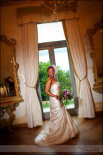Load image into Gallery viewer, Pnina Tornai &#39;Ruched Mermaid&#39; size 10 used wedding dress side view on bride
