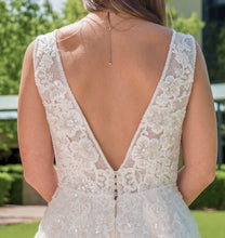 Load image into Gallery viewer, Maggie Sottero &#39;Alba&#39; size 4 new wedding dress back view close up on bride
