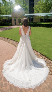 Maggie Sottero 'Alba' size 4 new wedding dress back view on bride