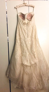 Victoria Nicole 'Classic' size 12 used wedding dress back view on hanger