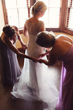 Load image into Gallery viewer, Reem Acra &#39;Over the Moon&#39; size 10 used wedding dress back view on bride
