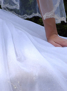 Demetrios '984' size 2 used wedding dress close up of fabric