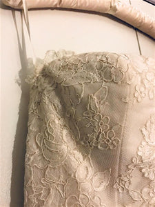 Victoria Nicole 'Classic' size 12 used wedding dress front view close up on hanger