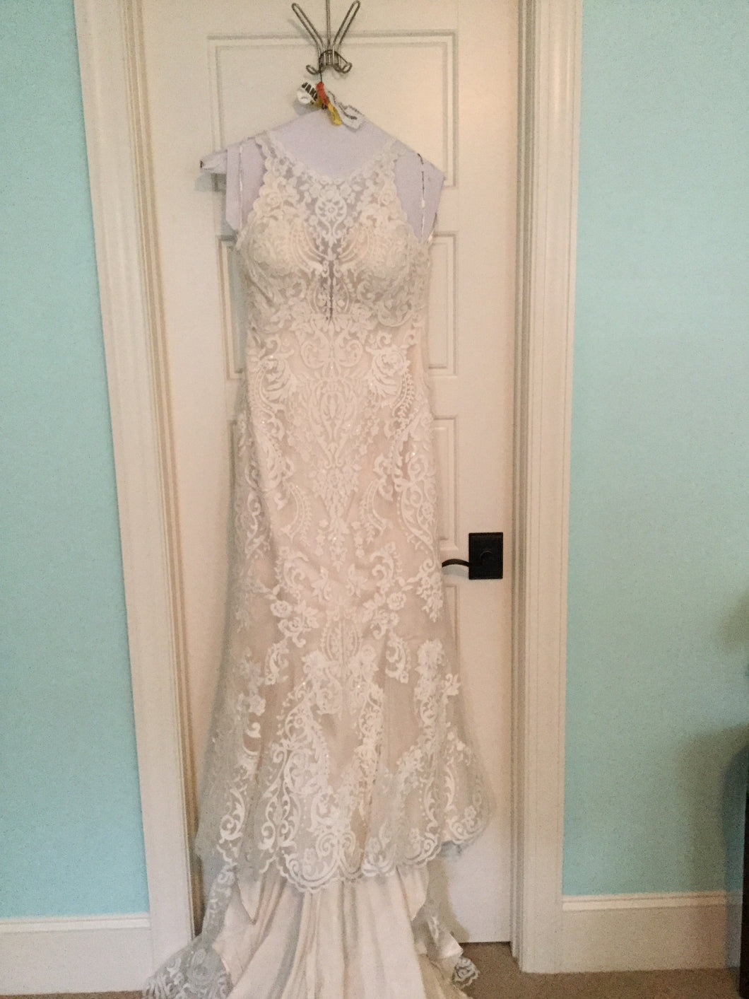 Maggie Sottero 'Winifred' size 4 used wedding dress front view on hanger