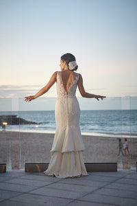 Alyne 'Hope' size 2 used wedding dress back view on bride