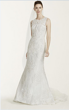 Load image into Gallery viewer, Oleg Cassini &#39;Tank&#39; size 6 used wedding dress front view on model
