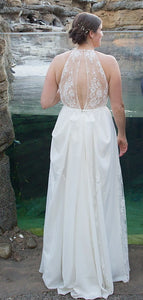 Rue de Seine 'Lark' size 10 used wedding dress back view on bride