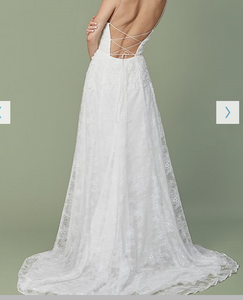 Christos 'Malia' size 8 new wedding dress back view on model