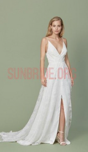 Christos 'Malia' size 8 new wedding dress front view on model