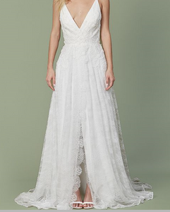 Christos 'Malia' size 8 new wedding dress front view on model