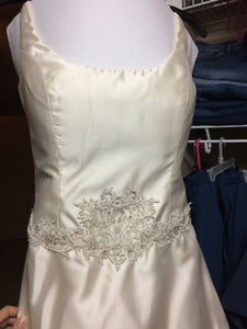Christos 'Classic' size 8 used wedding dress front view on hanger