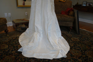 Christos 'Lace' size 4 used wedding dress view of train