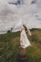 Load image into Gallery viewer, Melissa Sweet &#39;Scalloped A Line&#39; size 4 used wedding dress back view on bride
