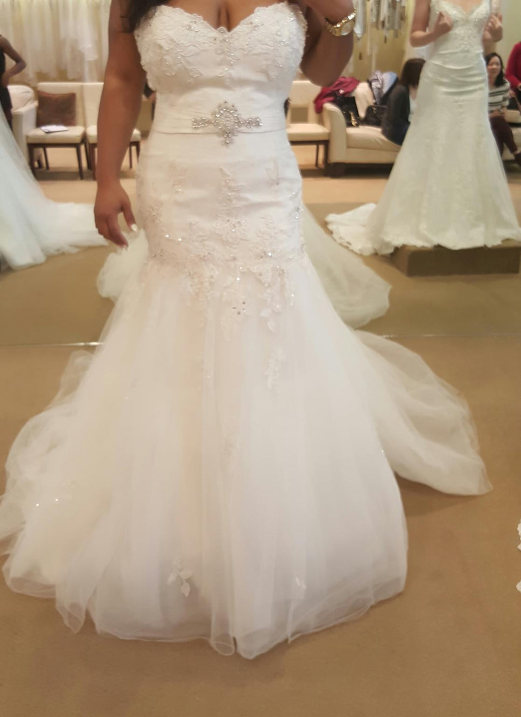 Demetrios '7521' size 18 new wedding dress front view on bride
