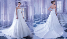 Load image into Gallery viewer, Demetrios &#39;562&#39; size 4 used wedding dress front/back views on model
