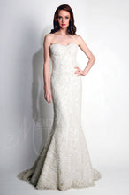 Load image into Gallery viewer, Modern Trousseau &#39;Beaded Dove&#39; size 6 new wedding dress front view on model
