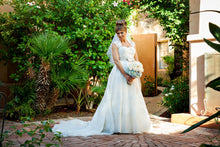 Load image into Gallery viewer, Melissa Sweet Ivory Cap Sleeve Gown - Melissa Sweet - Nearly Newlywed Bridal Boutique - 2
