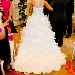 David's 'Signature' size 6 used wedding dress back view on bride