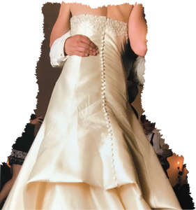 Edgardo Bonilla 'Juliet' size 2 used wedding dress back view on bride