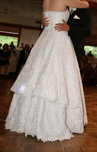 David's Bridal 'Michaelangelo' size 12 used wedding dress back view on bride