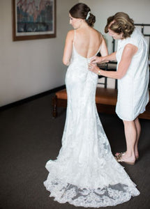 Sottero and Midgley 'Celine' size 4 used wedding dress back view on bride
