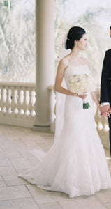 Rosa Clara 'Dama' size 2 used wedding dress front view on bride