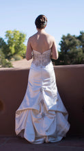 Load image into Gallery viewer, Rivini &#39;Beaded Strapless&#39; size 8 used wedding dress back view on bride
