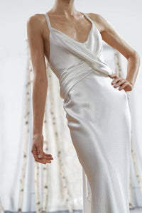 Elizabeth Fillmore 'Greta' size 6 used wedding dress front view on model