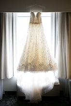 Load image into Gallery viewer, Maggie Sottero &#39;Luna&#39; size 6 used wedding dress front view on hanger

