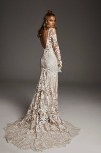 Rue De Seine 'Avril' size 10 used wedding dress back view on model
