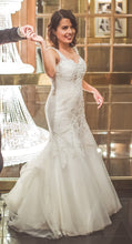 Load image into Gallery viewer, Melissa Sweet &#39;Cap Sleeve Lace&#39; size 2 used wedding dress front view on bride
