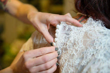 Load image into Gallery viewer, Danielle Caprese &#39;113007&#39; size 6 used wedding dress view of lace

