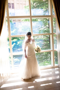 Vera Wang '11026' size 10 sample wedding dress front view on bride