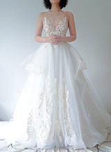 Load image into Gallery viewer, Custom &#39;Beaded Lace Bodice with Tiered Skirt Wedding Dress&#39;
