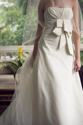 Vera Wang Domonique Silk A-line Wedding Dress - Vera Wang - Nearly Newlywed Bridal Boutique - 1