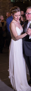 Christos 'Tinsley' size 6 used wedding dress side view on bride