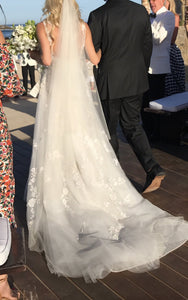 Monique Lhuillier 'Alexia' size 2 used wedding dress back view on bride