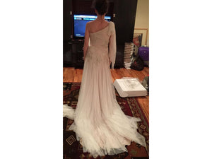Galina 'One Shoulder' size 2 new wedding dress back view on bride