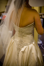 Load image into Gallery viewer, Kenneth Pool &#39;Custom Beaded&#39; size 10 used wedding dress back view on bride
