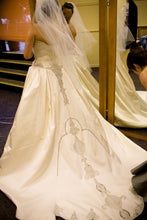 Load image into Gallery viewer, Kenneth Pool &#39;Custom Beaded&#39; size 10 used wedding dress back view on bride
