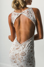 Load image into Gallery viewer, Grace Loves Lace &#39;Edie&#39; size 8 new wedding dress back view close up on model
