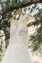 Load image into Gallery viewer, Pronovias &#39;Taciana&#39; size 2 used wedding dress front view close up on hanger
