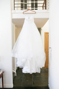 Hayley Paige 'Esther' size 14 used wedding dress front view on hanger