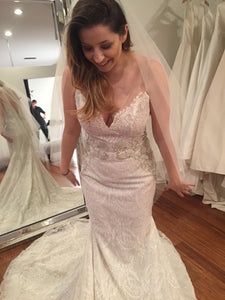 Lazaro '3715' size 6 new wedding dress front view on bride