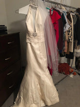 Load image into Gallery viewer, Custom &#39;Classic/Sexy&#39; size 4 used wedding dress front view on hanger
