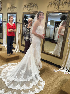 Essence of Australia 'EE-D1910CR' size 6 new wedding dress side view on bride