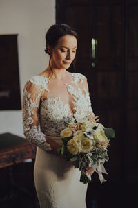 Pronovias 'Vincenta' size 4 used wedding dress front view on bride