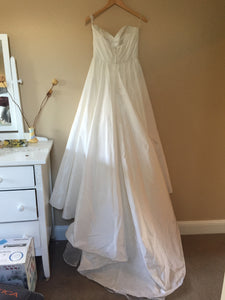 Watters 'Gobi' size 10 sample wedding dress back view on hanger